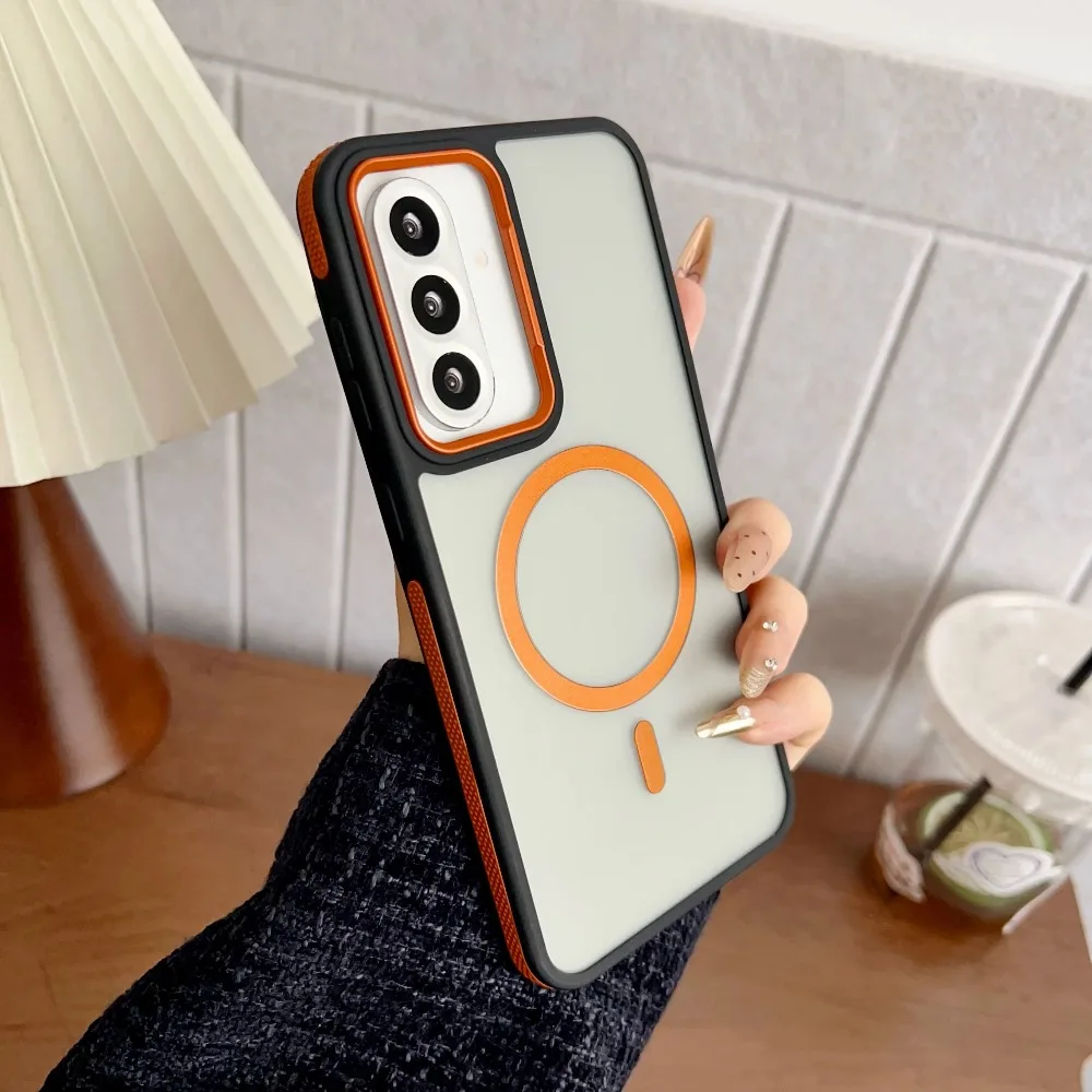 (laranja, Galaxy A16) Capa Magnética Fosca Para Celular, Compatível Com Magsafe, Com Proteção Antiderrapante Nas Bordas.