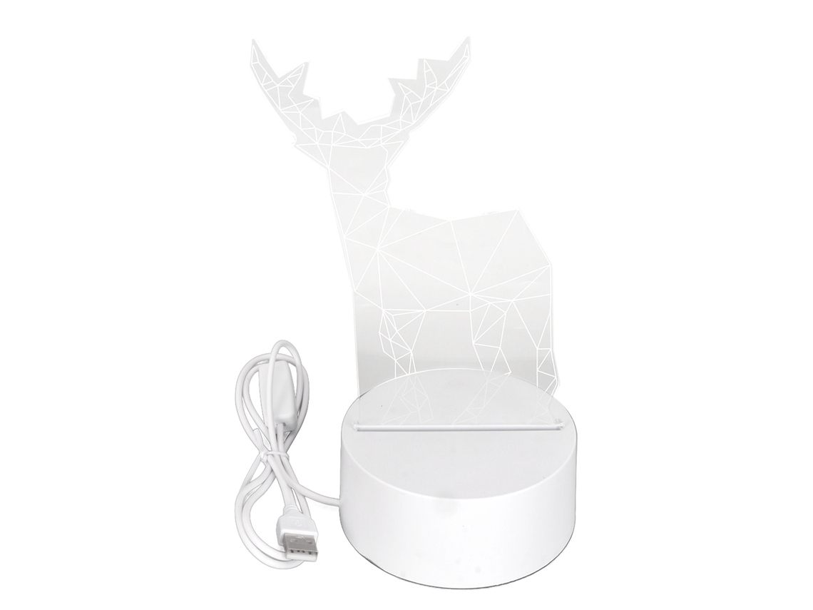 Luz de Noite 3d Led Base Usb Cervo Grande Antlers