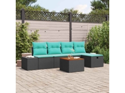 Vidaxl Conjunto De Sofá De Jardim 6 Unid. Preto Vime Pe
