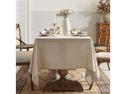 Mantel De Linho 100% 140x200 Cm Resistente A Manchas Lavável Retangular Decorativo Para Mesa De Comedor