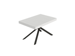 Mesa Extensível Niket 120/204x80 Cm, Freixo Branco, Pernas Antracite Itamoby