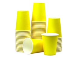 Copos De Papel Descartáveis, 60 Unidades De Copos De Papel Para Festa De Casamento, Piquenique, Churrasco, Viagem E Evento 8oz Ehstmind (amarelo)