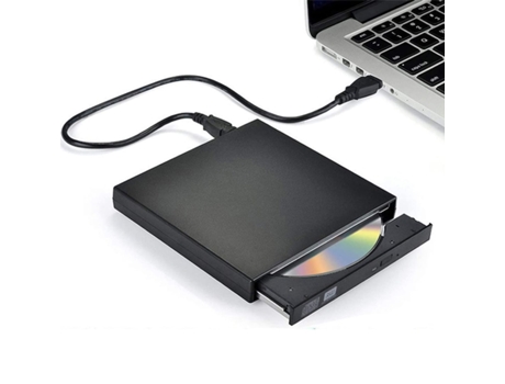 CP Rw1 Slim Externo Usb 2.0 Leitor de Unidade de Cd/Dvd Rom com Cabo Usb Alimentação Preto