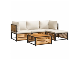 Maison Exclusive - 5 Pcs Conjunto De Sofás De Jardim Com Almofadões Acácia Maciça
