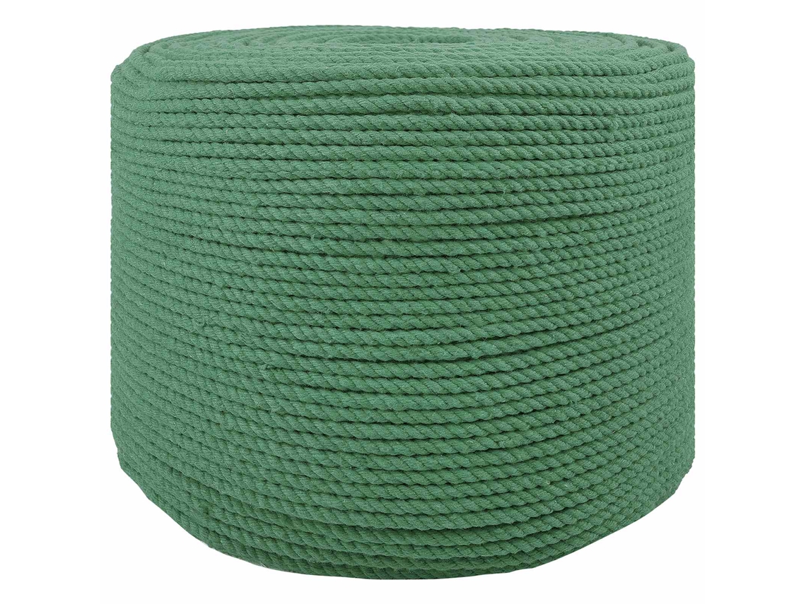 Vidaxl Corda De Algodão 6 Mm 250 M Verde 100% Algodão