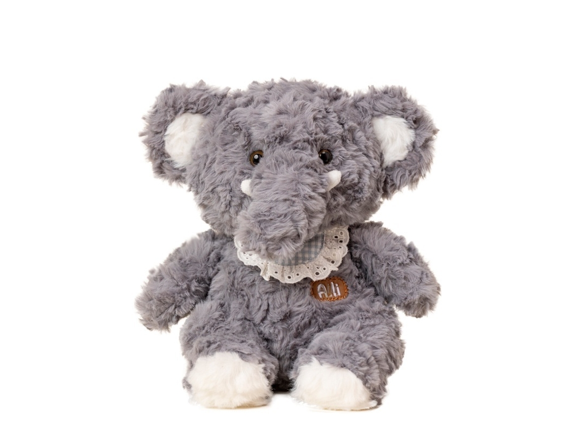 Elefante Elly de Pelúcia Castelo Azul e Branco 23cm, Caixa Presente, Presente para Crianças e Lembrança de Casamento CHABERLU