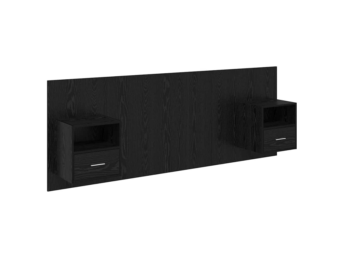 Conjunto Cabeceiras com Armário 3 Peças Carvalho Preto Madeira Processada MAISON EXCLUSIVE