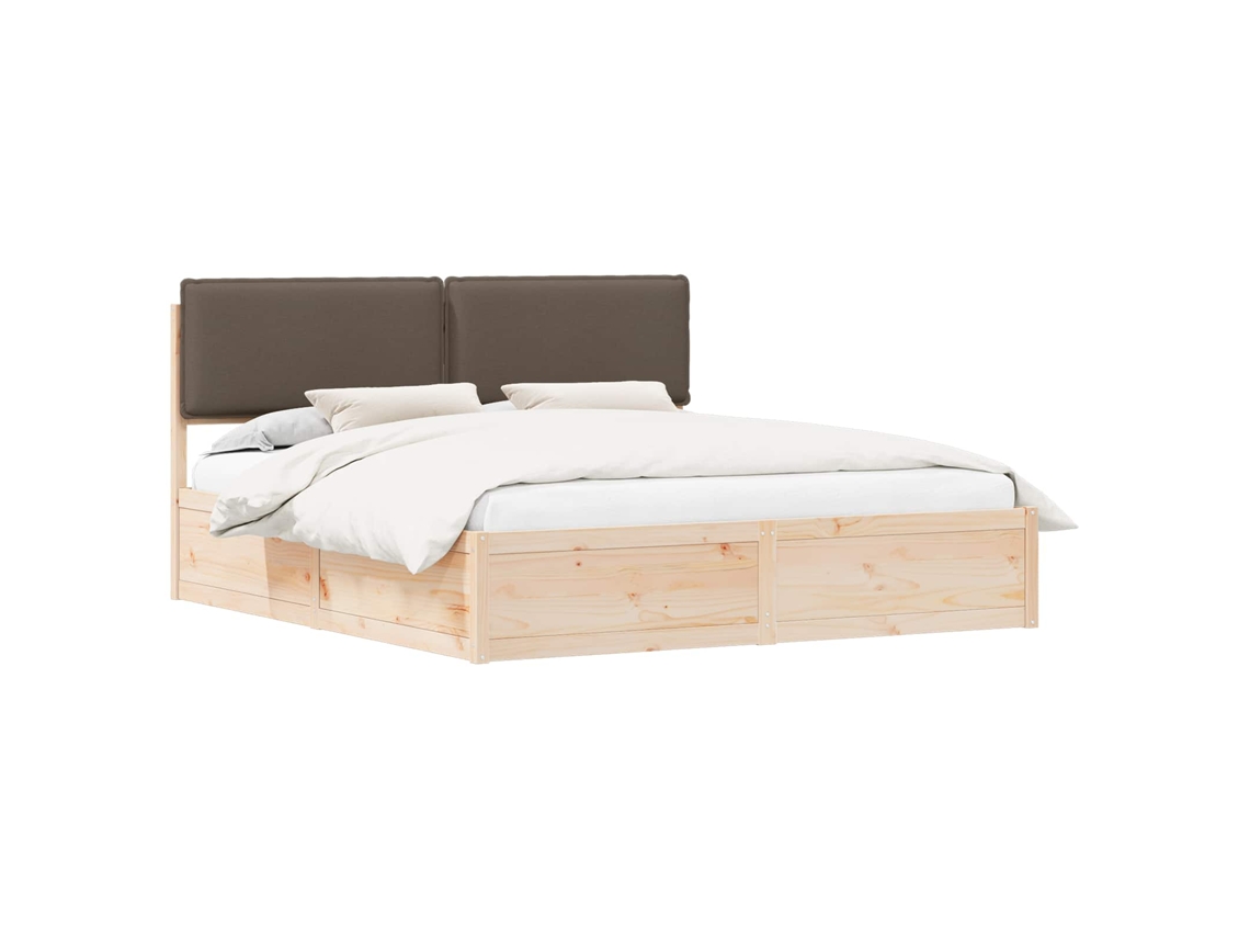 Estrutura de Cama com Cabeceira Estofada Cinzento Acastanhado MAISON EXCLUSIVE