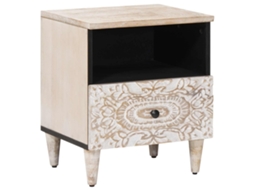 Vidaxl Gabinete de Cama Branco 40 X 33 X 46 Cm Madeira de Manga Maciça