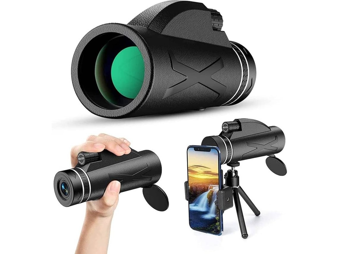 Binóculos ENKERS Monoculares 10X42 Monocular HD de Alta Potência com Zoom À Prova D'Água para Observação de Pás-Preto