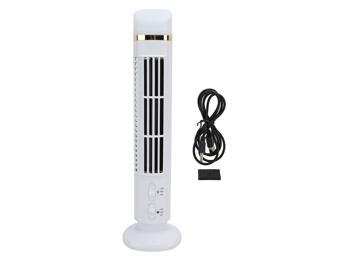 Tower Fan With Led Light Adjustable Speed For Office Home White