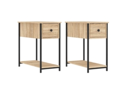 Bedside Cabinet, Bedside Cabinets Vidaxl Marrom Madeira Processada (n/a)