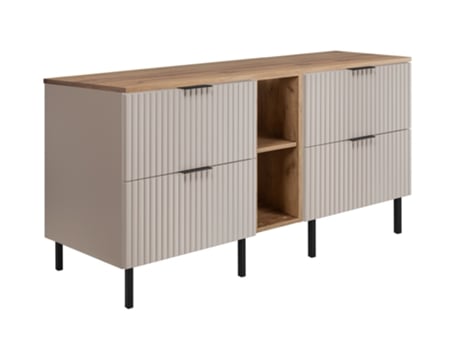 Armário De Banheiro, Caxemira / Carvalho Artesanal Alça Preta, 140 X 77 X 46 Cm 3xe Living