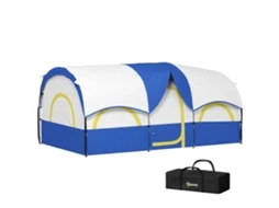 Tenda Campismo Tecido De Oxford, Poliéster E Fibra De Vidro Cor Azul 435x251x195 Cm Outsunny