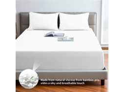 Lençol De Baixo Em Viscose De Bambu, 400 Fiospara Quem Sente Calor Ao Dormir E Transpira À Noite,bolso De 30 Cmking78*80“ Branco Hexinyigjly