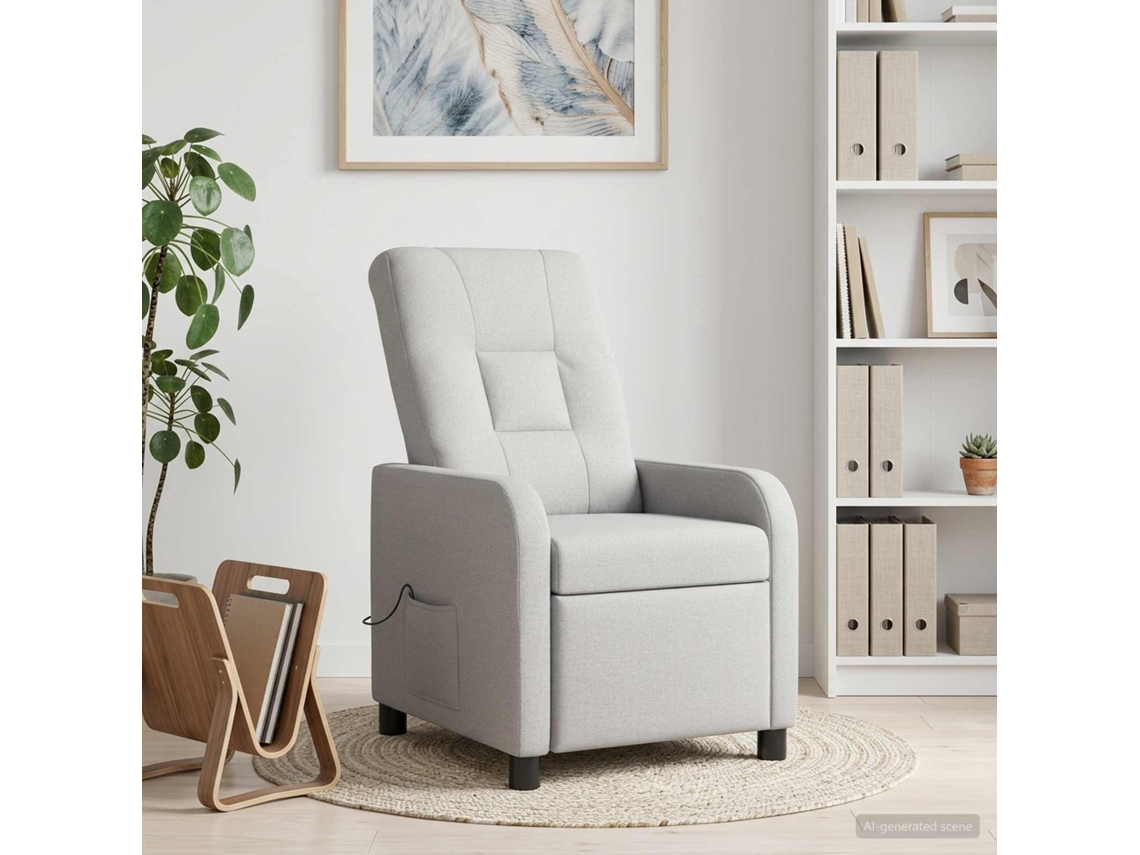 Vidaxl Recliner De Massagem Cinza Nuvem Tecido