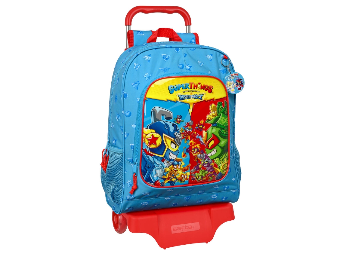 Mochila Escolar com Rodas Superthings Rescue Force 32 X 42 X 14 Cm Azul