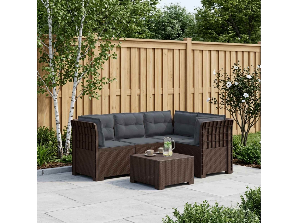 Vidaxl Sofá De Jardim Para 4 Pessoas Com Almofadas Visual Rattan Pp