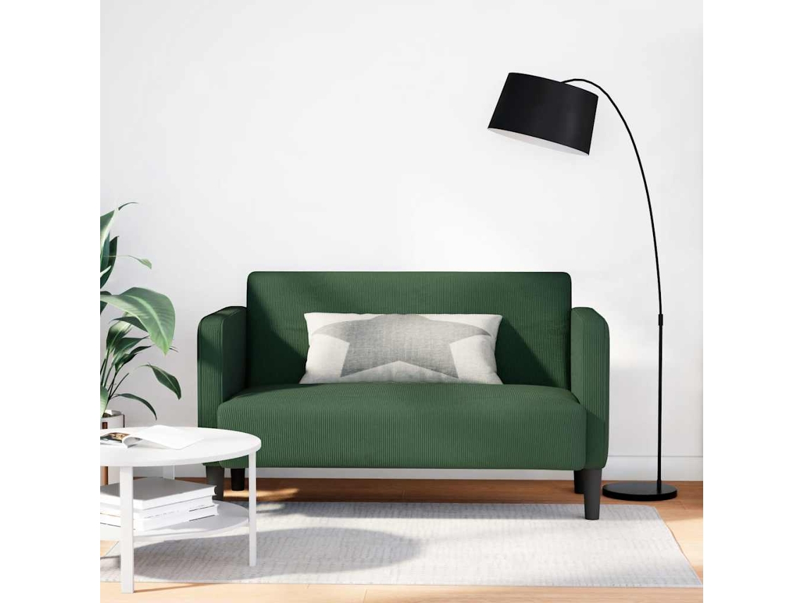 Vidaxl Sofá-luvas 109 Cm Tecido Corduroy Verde Escuro