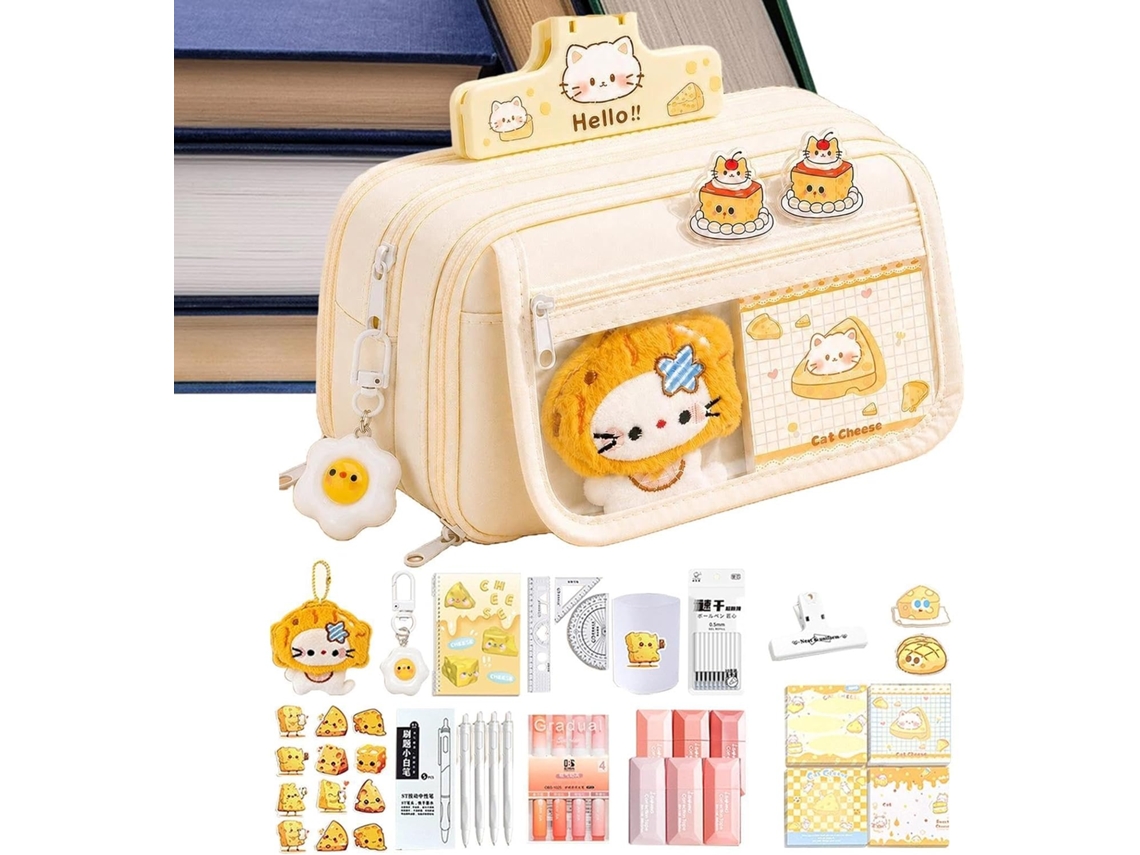 Peil Case Set Cheese Cat Design High Capacity Stationery For School