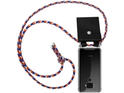 Capa com Cordão Colar Anéis Prateados Pescoço para Huawei Huawei Mate 30 Lite HONGWE. Silicone Transparente
