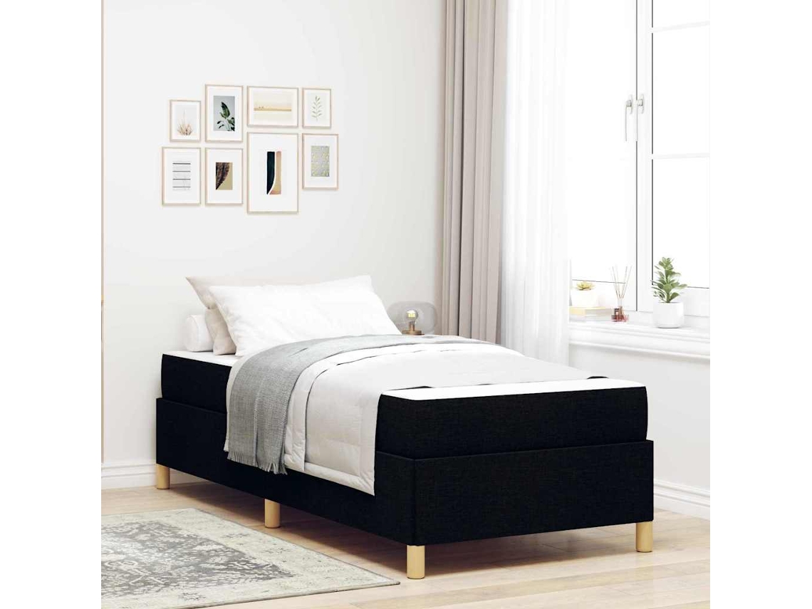 Vidaxl Estrutura da Cama com Colchão Preto 90 X 200 Cm Tecido