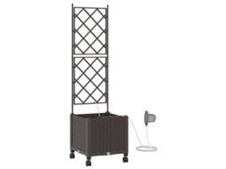 Conjunto 1 Vaso De Jardim Vidaxl Castanho Polipropileno (40 X 40 X 148 Cm)