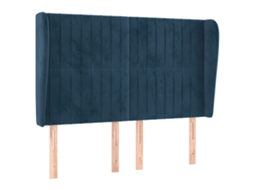 Cabeceira de Cama com Abas Veludo Azul Escuro MAISON EXCLUSIVE 147x23x118 cm