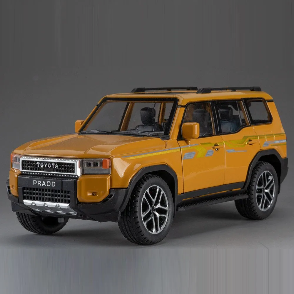 (amarelo Prado) 1:24 - Miniatura De Carro - Metal Fundido - Portas Que Abrem - Som E Luz