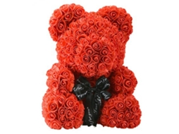 Urso de Flor de Rosa Preservada para Decoração de Casa, Presente, Aniversário, Casamento e Natal