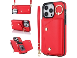 Capa Para Iphone 14 Pro Pele Sintética Vermelho