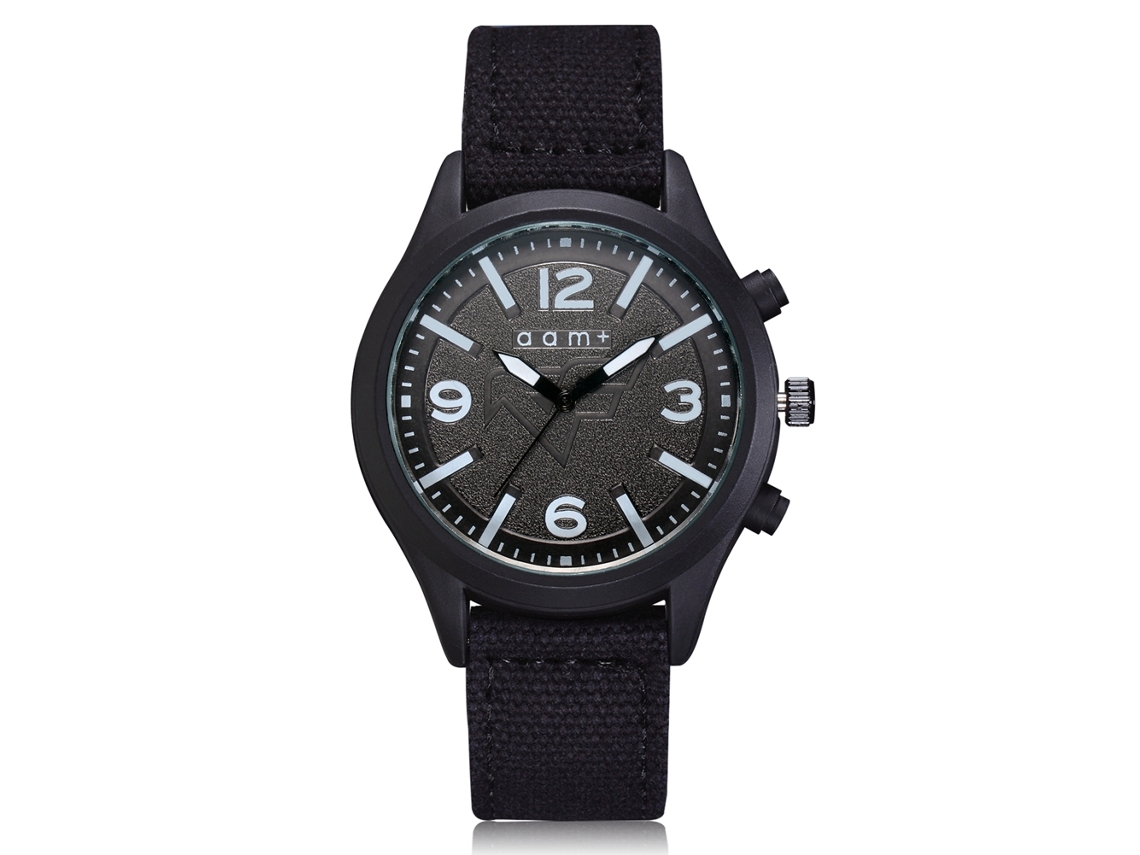 Reloj Deportivo Casual Para Hombre De Cuarzo Con Correa De Lona Negro