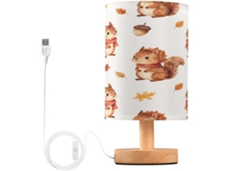 Abajur De Cabeceira Em Formato Esquilo Para Quarto, Abajur De Cabeceira Led, Luminária De Leitura Com Portas Usb E
