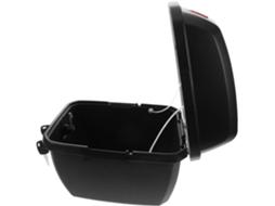 Baú superior para motocicleta em ABS marrom e metal, grande capacidade com compartimento de armazenamento.