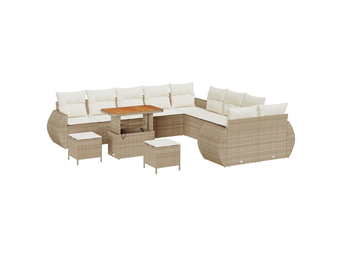 Conjunto 13 Sofá De Jardim Vidaxl Bege Vime Pe (90 X 55 X 71 Cm)