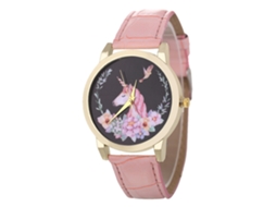 Relógio de Pulso Masculino de Couro Fashionable com Movimento de Quartzo Simples (rosa)