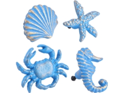 Puxador Estilo Oceano Em Ferro Fundido Azul, Conjunto De 4 Peças, Cor Aleatória, Estilos Variados