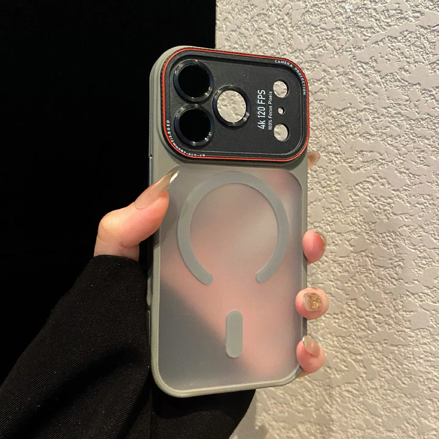 Capa Protetora Magnética À Prova De Choque (para Iphone 15 Pro Max Cinza), Proteção Para A Câmera, Acabamento Fosco.