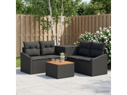 Vidaxl Conjunto De Sofás 6 Unid. Preto Rattan Poliéster E Aço