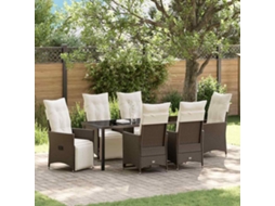 Vidaxl Conjunto De Jantar Para Jardim 7 Unid. Castanho Vime Pe