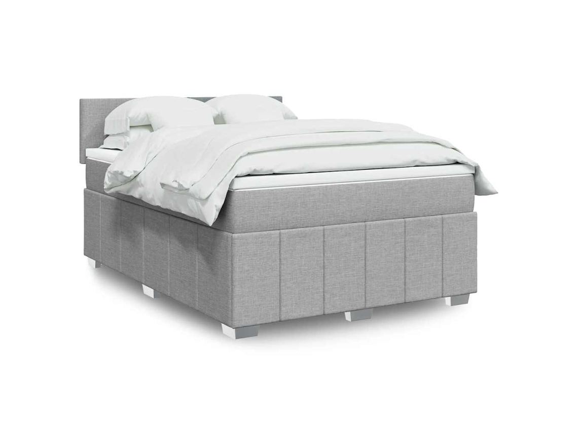Vidaxl Cama Com Molas/colchão 140x200 Cm Tecido Cinzento-claro