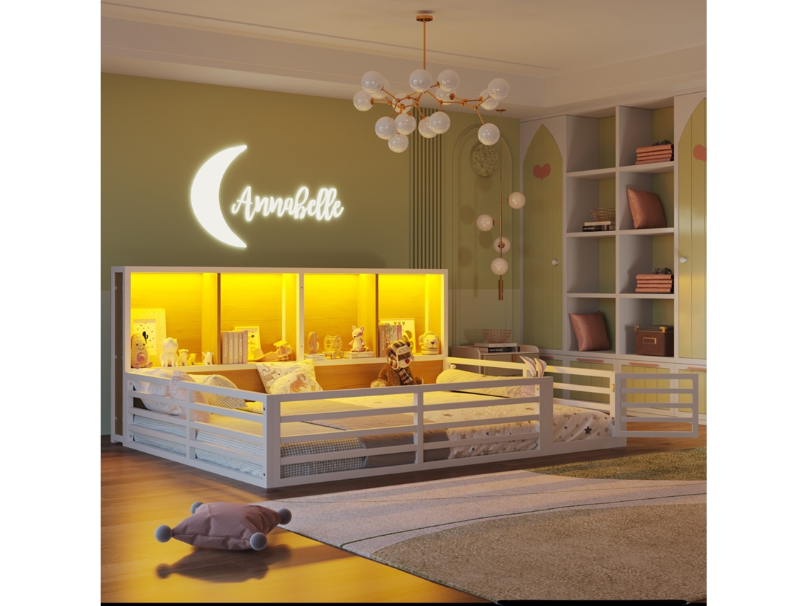 Cama Plataforma 140 X 200 Cm Com Lateral Para Arrumação, Sem Colchão Metal Branco Mobrio