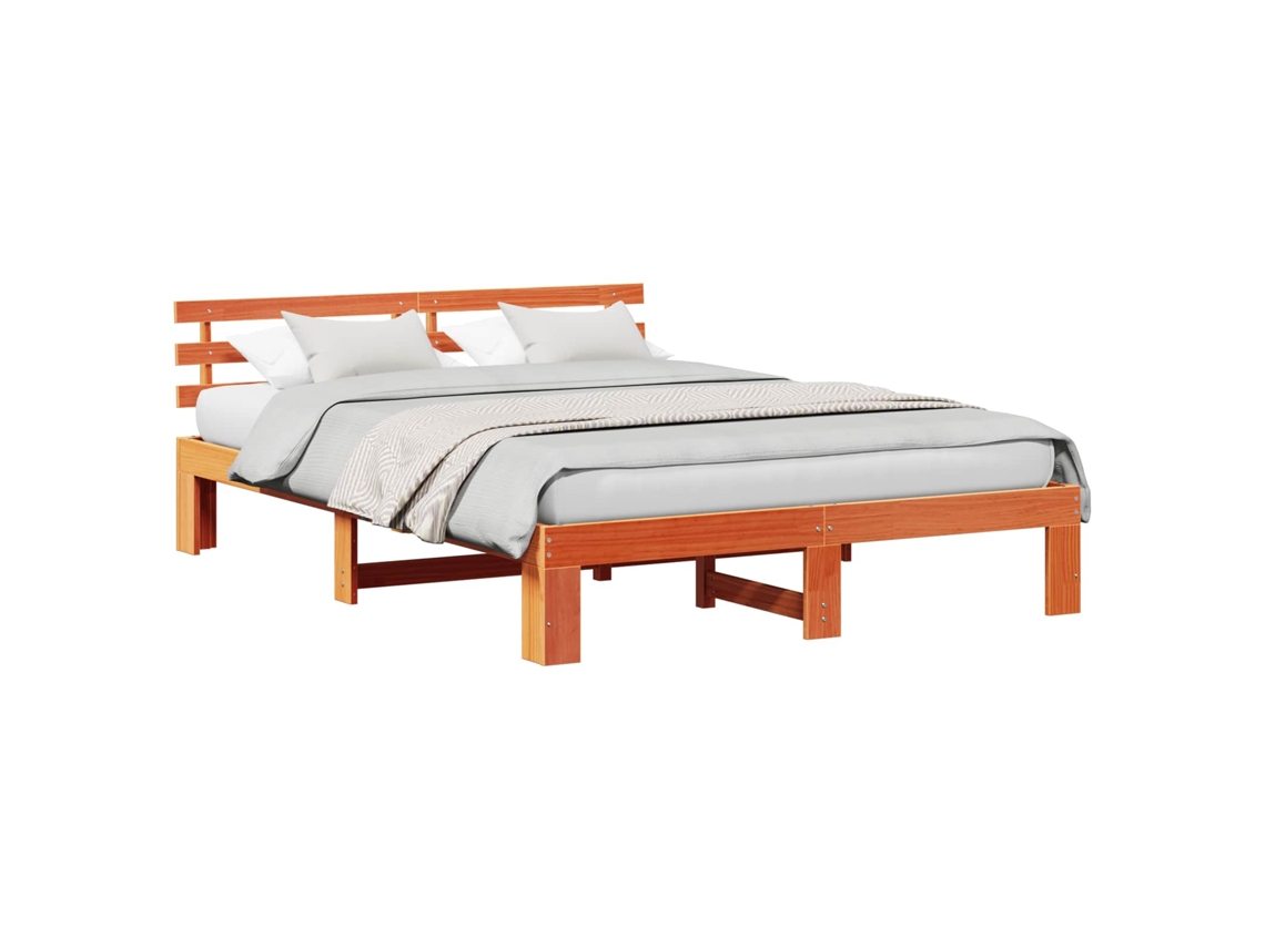 Estrutura da Cama com Cabeceira Marrom Cera 160x200 cm MAISON EXCLUSIVE