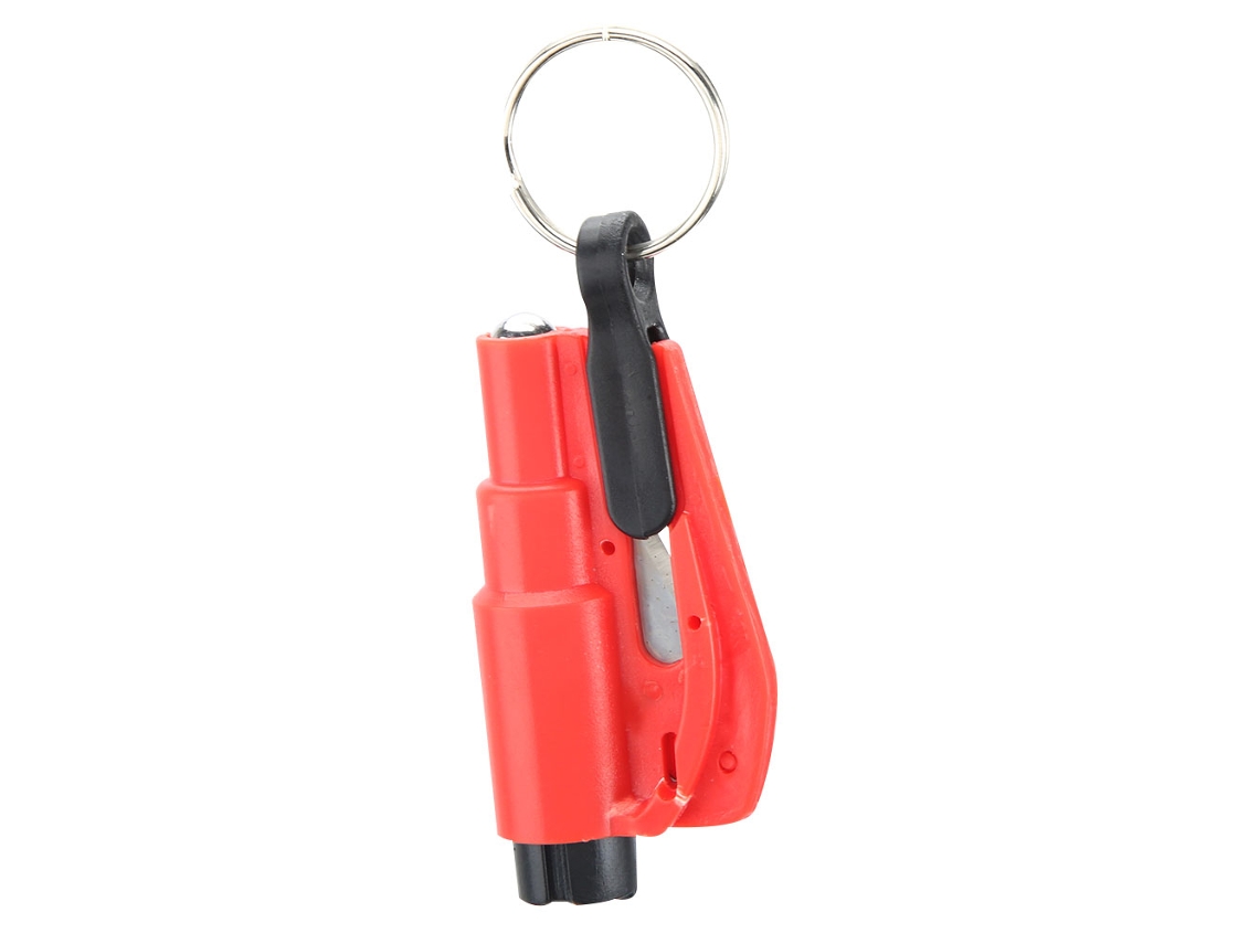 Martelo de Quebra Janela de Carro Multifuncional Vermelho