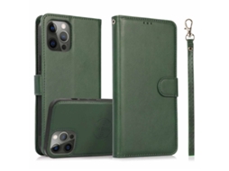 Capa Amovível Para Iphone 15 Pro Pele Sintética Verde