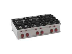 Fogão A Gás 6 Fogos De Bancada 1200x700x280 Mm 30 Kw 35500317 Eurast