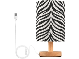 Abajur De Cabeceira Com Estampa Zebra Para Quarto, Luminária De Cabeceira Led, Luminária De Leitura Com Portas Usb E