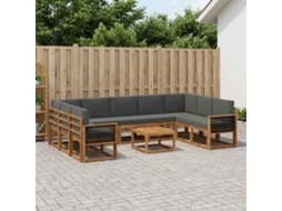 Vidaxl Conjunto De Sofás Para Exterior 10 Unid. Natural E Antracite