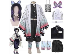 Traje De Cosplay Demon Slayer Shinobu Kochou Com Peruca Multicolor Tamanho S-xxl Xs Multicolor