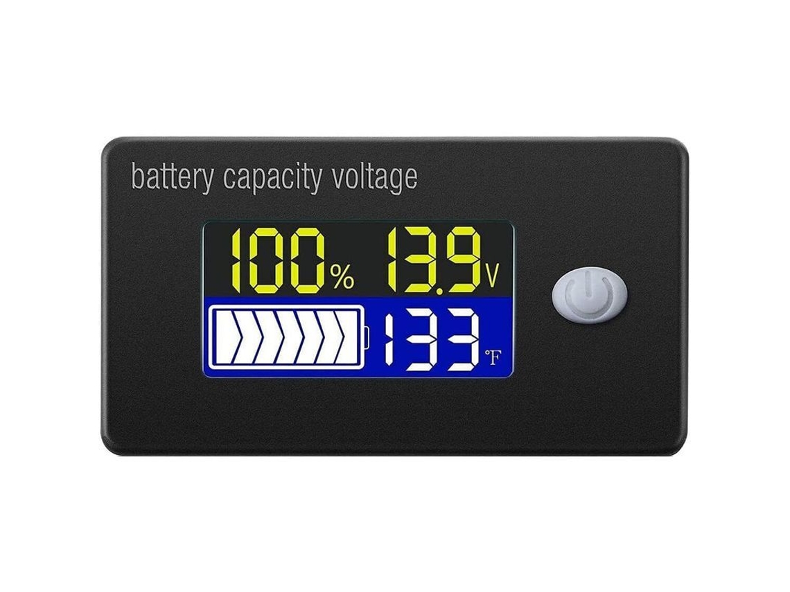 2026 indicador de Capacidade de Bateria 12v com Lcd Voltmeter Tester de Temperatura para Li ion Lifepo4 Chumbo ácido